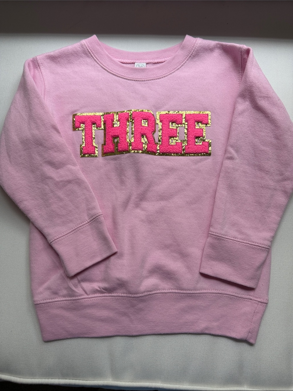 Rabbit Skins Pink Sequin 'THREE' Sweatshirt